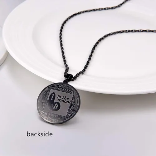 Vista 4 de PROSTEEL Bitcoin - Collar con colgante digital de criptomonedas criptomonedas, dinero mundial, collar de Bitcoin Simbol, regalo para élella