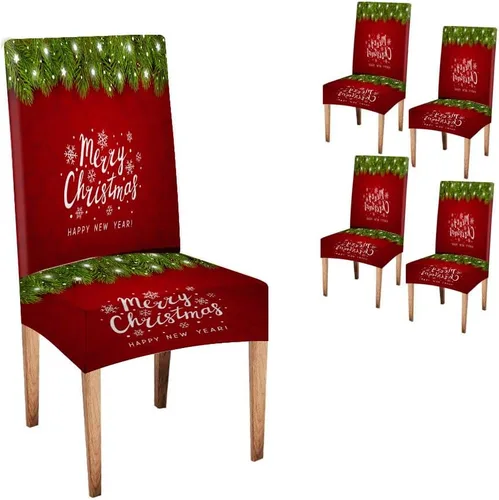Vista 74 de CAPSCEOLL Christmas Dining Chair Covers,Snowflakes Festive Winter Pattern Stretch Chair Covers for Dining Room Set of 2 Washable Spandex Parson