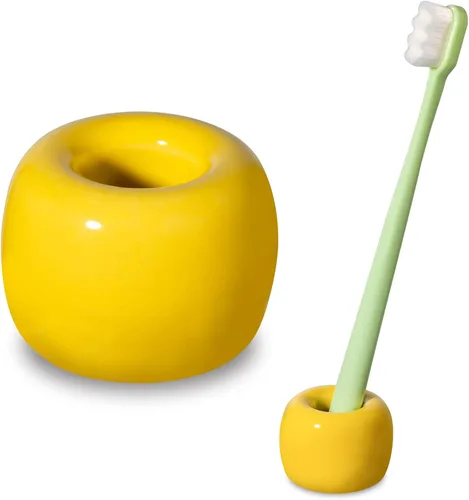 Vista 18 de Urbanstrive - Soporte para cepillo de dientes de cerámicas mini elegante para encimeras de mueble de baño (1 paquete, blanco)