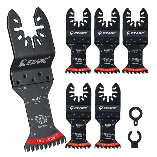 Vista 7 de EZARC Japanese Tooth Oscillating Saw Blade, 5 PCS Arc Edge Oscillating Multitool Blades Clean Cut for Wood, Plastic (Pack of 2)