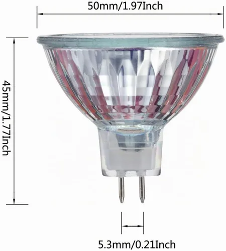 Vista 2 de MR16 - Bombillas halógenas de 12 V y 20 W (paquete de 6) – Base de 12 voltios de dos pines, lúmenes altos, bombilla halógena de precisión de fibra