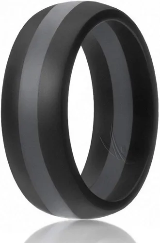 Vista 8 de Anillo de boda de goma de silicona ROQ para hombre, ajuste cómodo, alianza de boda para hombre, anillo de compromiso de goma transpirable, 8 mm