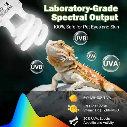 Vista 3 de Bombilla UVB de reptil de 15 W 5.0 – Bombilla UVA para reptiles, luz de reptiles UVB, terrario fluorescente compacto para tropical, subtropical