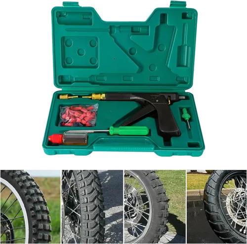 Vista 6 de Kit de reparación de neumáticos, kit de tapones de neumáticos profesional resistente, kit de reparación de tapones de neumáticos sin cámara de lujo