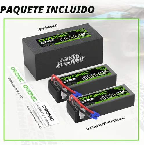 Vista 6 de OVONIC 3S lipo Batería 100C 8000mAh Lipo con conector EC5 (paquete de 2)