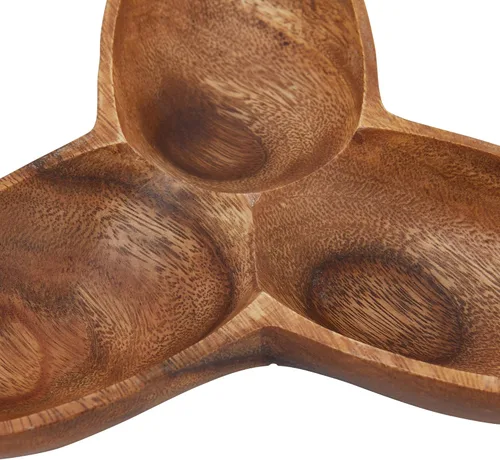 Vista 5 de Moderno cuenco de madera de acacia con 3 compartimentos, natural