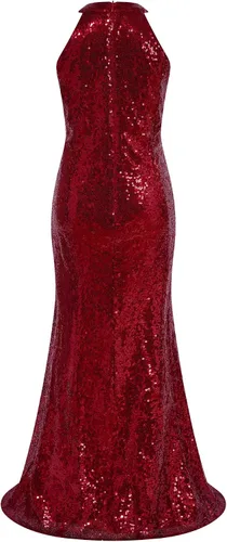 Vista 2 de Rswnyirn Vestidos de lentejuelas para niñas, diseño de sirena, con cuello halter, brillante, para concurso, fiesta, princesa, baile de graduación