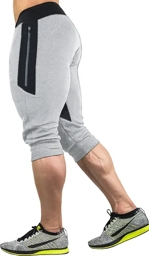 Vista 2 de FASKUNOIE - Pantalones deportivos cortos para hombre, pantalones capri casuales de algodón, pantalones cortos de 34 hasta por debajo de la rodilla