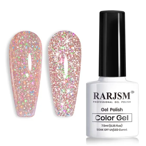 Vista 14 de RARJSM Esmalte de uñas de gel con purpurina roja reflectante holográfica, destellos de arco iris, diamantes brillantes, LED, UV, secado con lámpara