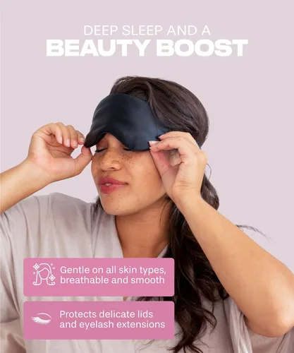 Vista 5 de Máscara de seda para dormir para mujeres y hombres, máscara de ojos de seda para dormir, vendaje de ojos, cubiertas para los ojos, paquete de 2
