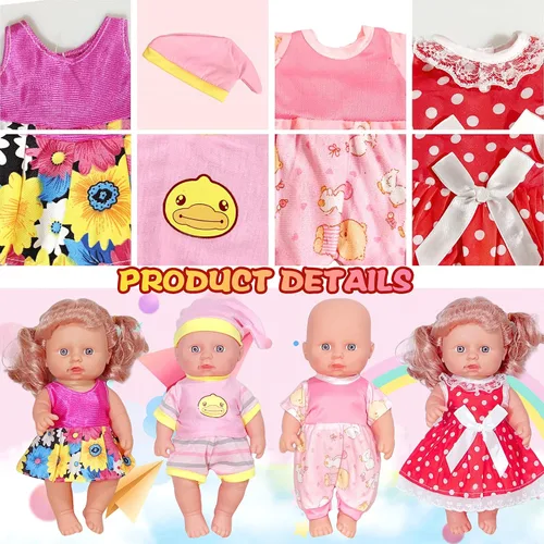 Vista 5 de ARTST Juego de 7 accesorios para muñecas, ropa de bebé, adecuada para muñecas de 8 a 10 pulgadas, incluye mesa y perchas