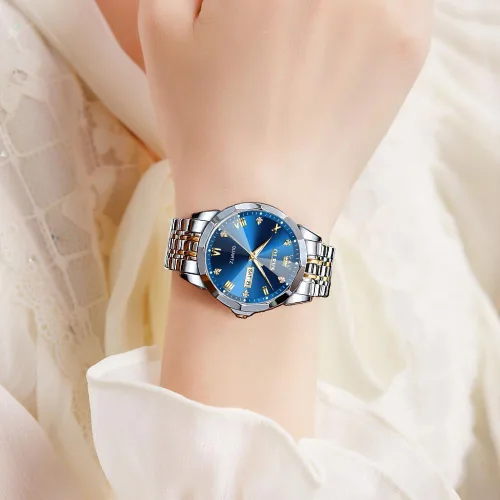 Vista 3 de OLEVS Reloj para Hombre Mujer Cara Grande Unisex Diamante Lujo Vestir Analógico Cuarzo Acero Inoxidable Impermeable Luminoso Fecha Negocios Informal