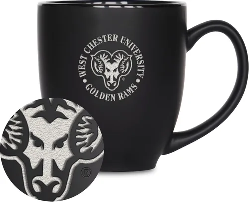 Vista 236 de Rico Industries - Taza de cerámica mate negra con grabado láser estándar de 15oz para NCAA (escuelas T & U) - Para bebidas calientes o frías