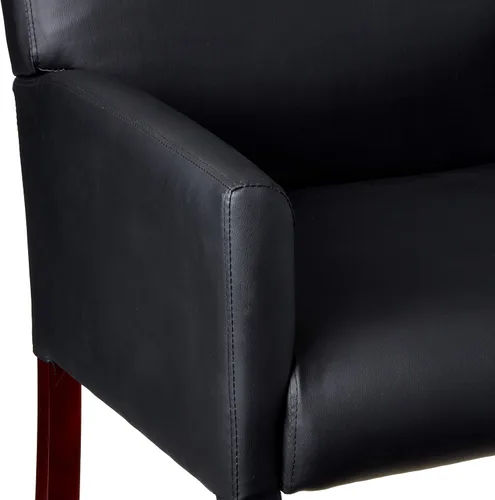 Vista 9 de Boss Office Products Caja de Recepción Silla Brazo con Acabado Caoba en Negro, 25"D x 24.5"W x 35"H