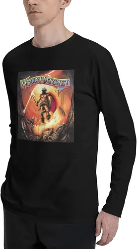 Vista 5 de Molly Music and Hatchet Men's Long Sleeve Crewneck T-Shirts Base Layer Shirt Gym Athletic Tee Black