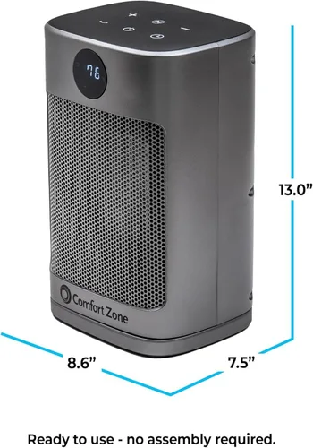 Vista 6 de Comfort Zone Calentador digital de escritorio, 1500 W/1000 W, modo ECO, termostato, control remoto, temporizador de 12 horas, protección contra