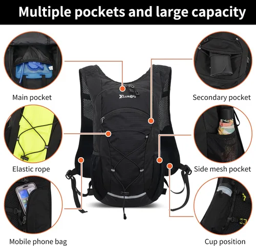 Vista 2 de Mochila pequeña de 15L para senderismo ligera Mochila de hidratación para hombres y mujeres, mochila de senderismo impermeable para viajes y ciclismo