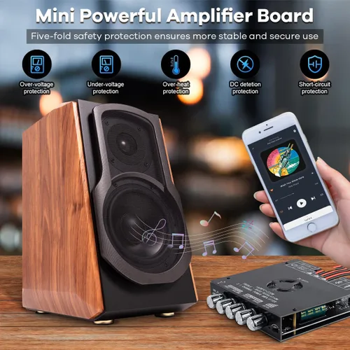 Vista 5 de ZK-HT21 TDA7498E Placa Amplificador Bluetooth 160W×2+220W Subwoofer Receptor de Audio 2.1 Canales Amplificador de Potencia Módulo con Control