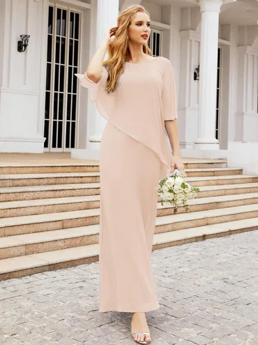 Vista 5 de Numbersea Vestidos de gasa de primavera de talla grande para madre de la novia, vestido formal de baile de graduación, capa con volantes