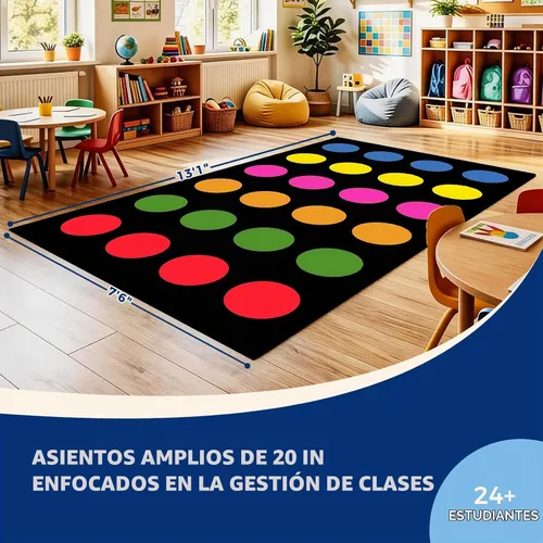 Vista 4 de Booooom Jackson Alfombra para aula, alfombra cuadrada de espectro arcoíris de 7 pies 6 x 13 pies, antideslizante y resistente a las manchas, 20