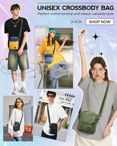 Vista 8 de Small Crossbody Bag Side Shoulder Bag For Men, Women Mini Messenger Bag