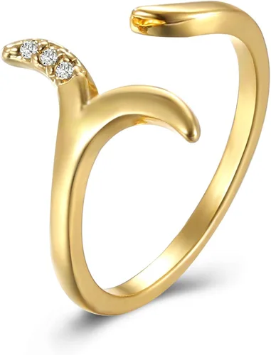 Vista 2 de Frodete - Anillo de cola de pez de sirena para mujer con triángulo geométrico