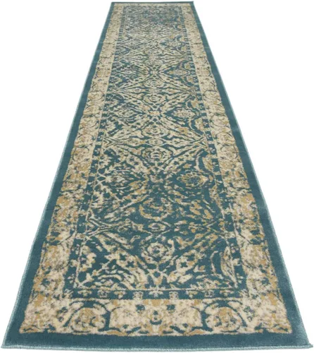 Vista 4 de Unique Loom Oslo Collection - Alfombra tradicional botánica verde azulado (3 x 13 pies)