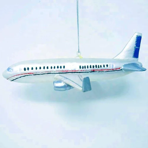 Vista 6 de Adorno de Navidad de vidrio de avión