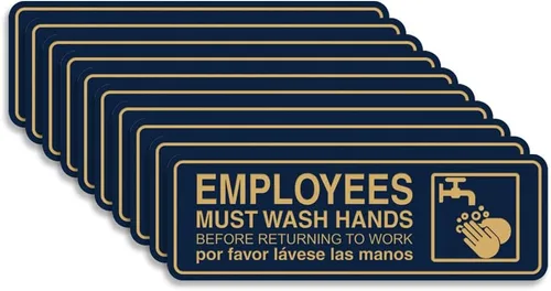 Vista 16 de Standard Employees Must Wash Hands - Letrero para puerta/pared, color negro, pequeño