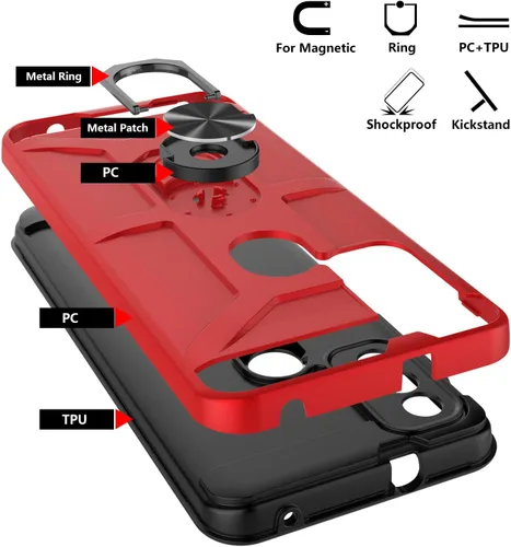 Vista 4 de Funda para Moto G Pure, Moto G Power 2022 con soporte y cubierta de cámara integrada, 360 grados de cuerpo completo de grado militar a prueba
