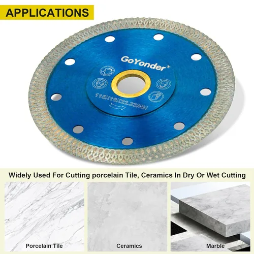 Vista 5 de GoYonder Hoja de sierra de cerámica de diamante súper fina hoja de corte de porcelana para cortar azulejos de cerámica o porcelana (4.5 "(115 mm)