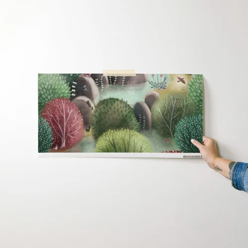 Vista 7 de Papel tapiz para despegar y pegar, bosque caprichoso, naturaleza, bosque, otoño, paisaje, árboles, animales, papel tapiz extraíble personalizado por