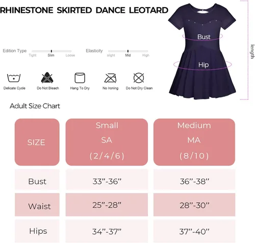 Vista 7 de Phineein Leotardos de ballet de manga corta para niñas, leotardos de baile con espalda hueca con falda Negro