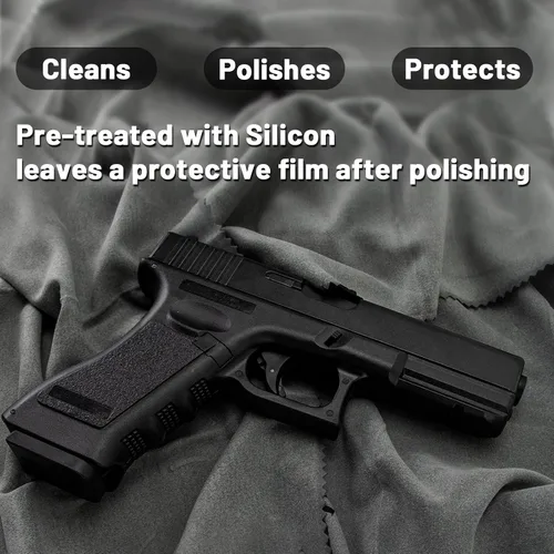 Vista 2 de Paño de silicona para pistola de 12 x 12 pulgadas, paño de limpieza de pistola sin pelusas, toallitas de limpieza de pistola con trapos de limpieza