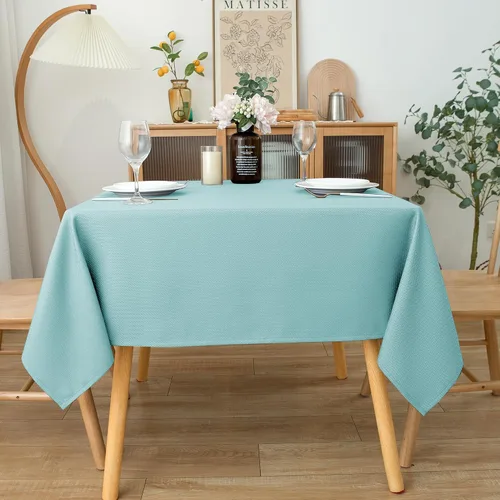 Vista 3 de Biscaynebay Auqa - Mantel cuadrado de 54 x 54 pulgadas, mantel de tela con tarjeta azul Auqa, pequeño, plegable, resistente al agua, para cocina