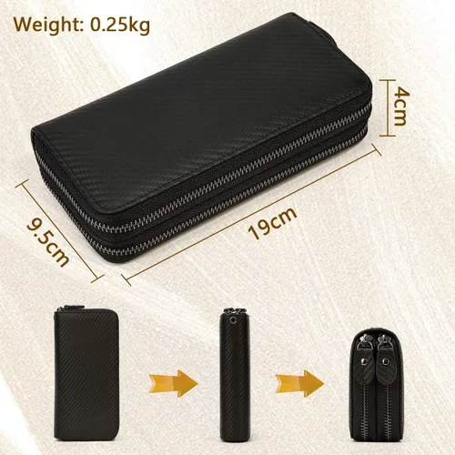 Vista 2 de LUUFAN Billetera larga de cuero genuino para hombre, cartera plegable grabada