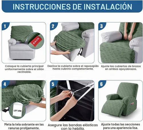 Vista 7 de TAOCOCO Funda para Reclinable de 3 Piezas, Fundas para Silla Reclinable, Funda Elástica de Jacquard para Silla Reclinable, Protector de Muebles