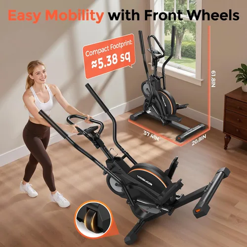 Vista 4 de YOSUDA Elliptical Exercise Machine, Compact 3-in-1 (Elliptical + Cardio Climber + Stair Stepper) Elliptical for Home with 45°Incline, 15.5IN Stride