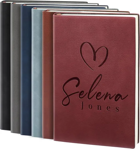 Vista 9 de Cuaderno personalizado, diario de cuero personalizado con bolígrafo, cuaderno personalizado para mujeres y hombres, diarios personalizados