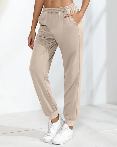 Vista 2 de Pantalones deportivos holgados para mujer, 2 piezas, pantalones deportivos de cintura alta para entrenamiento