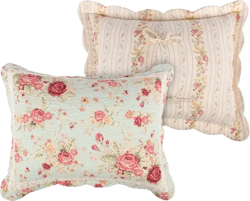 Vista 8 de Greenland Home juegos de edredón con diseño de rosas antiguas de 100% algodón de calidad hereditaria, 2 piezas, tamaño individual/XL, azul