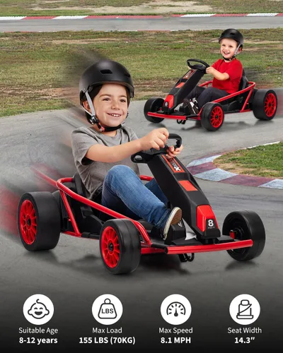 Vista 41 de Go Kart alimentado por batería de 24 V para niños de 8 a 15 años Azul