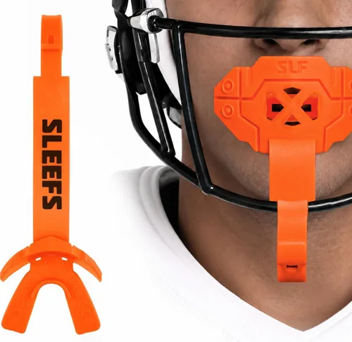 Vista 18 de SLEEFS X - Protector bucal de fútbol con correa para protección contra Negro