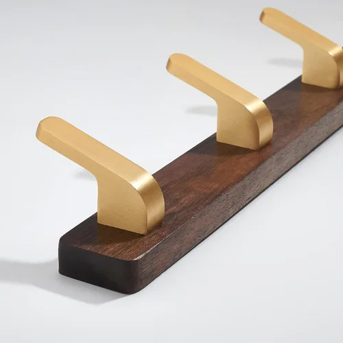 Vista 3 de Perchero montado en la pared, perchero colgante de entrada, riel para abrigos de metal y madera con 3 ganchos rústicos para abrigo, bufanda, bolsa