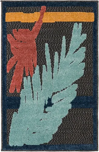 Vista 3 de Unique Loom Belize Outdoor Collection - Alfombra rectangular de 2 x 3 pies 1 pulgada, color carbón y azul claro