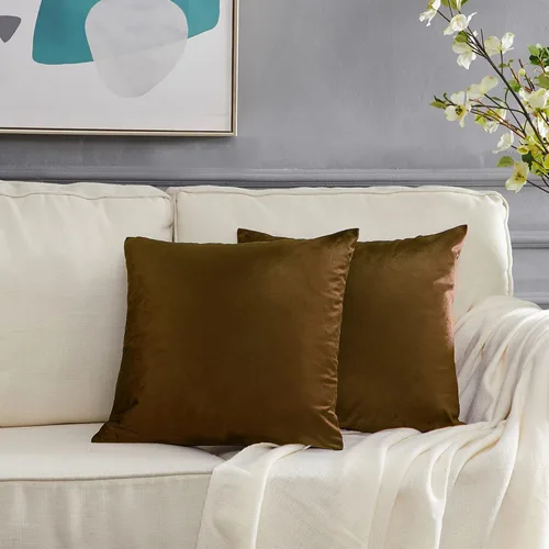 Vista 68 de GIGIZAZA Juego de 2 fundas de almohada doradas de terciopelo de 20 x 20 pulgadas para sofá Almohadas para sofá, tela texturizada suave de 9.88