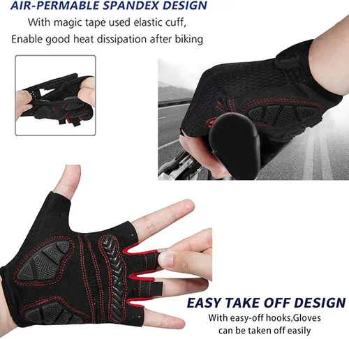 Vista 5 de MOREOK Guantes de ciclismo para hombres y mujeres almohadilla de gel transpirable antideslizante de 0.197in Guantes de ciclismo de medio dedo
