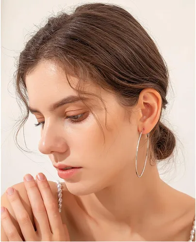 Vista 3 de Cocadant Big Gold Hoop Earrings for Women Girls,Dainty 14k Gold Hypoallergenic Rose Gold Silver Hoop Earrings with 925 Sterling Silver