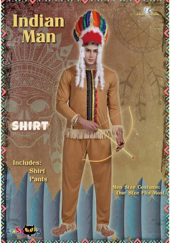 Vista 6 de EraSpooky Disfraz indio para hombre, disfraz de nativo americano, para hombre y mujer, adulto, Halloween