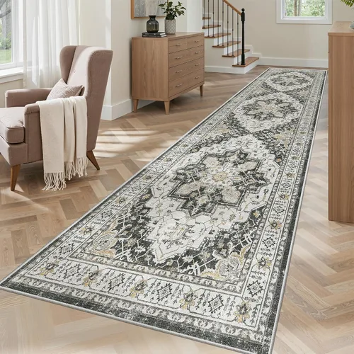 Vista 66 de Madane Alfombra lavable de 2 x 3 pies, alfombra de entrada pequeña, antideslizante, vintage, para entrada interior, alfombra de pelo bajo